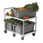 Thumbnail image #1 for New Age 1410 Mobile Wet Produce Cart, 29" x 50.5", 1,000 lb Capacity, Aluminum, 6 Casters, Removable Solid Shelves