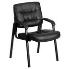 Thumbnail image #1 for Flash Furniture BT-1404-GG Executive Reception Chair with Tufted Upholstery, Padded Arms and Black Metal Frame