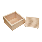 Thumbnail image #1 for Korin Inc NR-546 Sushi Neta Case, Rectangular Wood, with Cover, 12"L x 11-1/2"W x 6-1/2"H