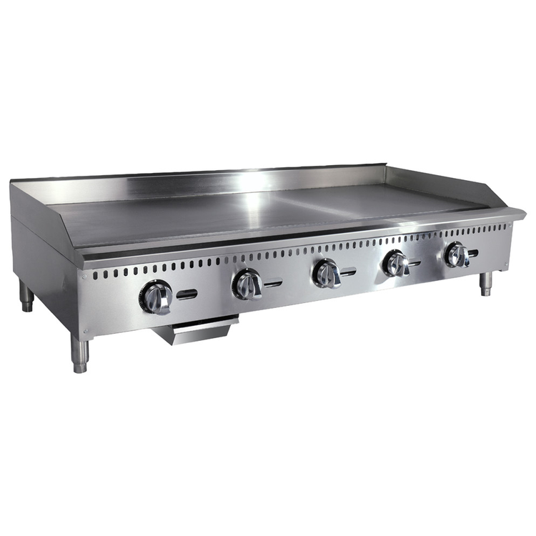 Product image #2 for Black Diamond 60-Inch Heavy Duty Thermostatic Gas Griddle, Countertop, 5 Burner, Smooth Steel Plate