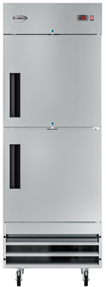 Product image #6 for KoolMore 1-Section Reach-In Refrigerator with Solid Half Doors, 23 Cu. Ft., Stainless Steel, Bottom-Mount Self-Contained