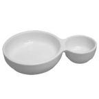 Thumbnail image #1 for Vertex China Ventana AV-GB 2-Compartment China Gourd Bowl, Rolled Edge, Bright White Glossy, 7-1/2 x 4-3/4 in Case of 2 Dozen