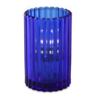 Thumbnail image #1 for Sterno Classic Elegance 80210 Glass Candle Lamp, 5" H x 3-1/8" Diameter, Fluted, Brilliant Blue