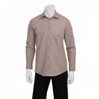 Thumbnail image #1 for Chef Works Chambray SLMCH005-ECR-XS Men's Dress Shirt, Long Sleeve, Ecru, Cotton/Poly, X-Small