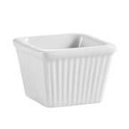 Thumbnail image #1 for CAC China Rkf RKF-SQ4 4 oz Square Fluted Porcelain Ramekin Case of 4 Dozen