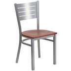 Thumbnail image #1 for Flash Furniture Hercules XU-DG-60401-CHYW-GG Restaurant Chair, Metal Cutout Slat Back, Cherry Finish Plywood Seat