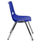 Thumbnail image #2 for Flash Furniture Hercules RUT-16-NVY-CHR-GG Student Shell Stacking Chair, Navy Plastic Seat and Back, Chrome Frame