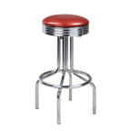 Thumbnail image #1 for G & A Commercial Seating Classic 147 30 in. Backless Swivel Bar Stool with Upholstered Padded Seat, Chrome-Finish Steel Frame