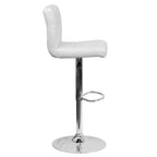 Thumbnail image #2 for Flash Furniture DS-810-MOD-WH-GG Adjustable-Height Swivel Bar Stool with Mid-Back, White Vinyl Upholstery, Chrome Pedestal Base