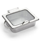 Thumbnail image #1 for American Metalcraft SYNSRECHM16 Rectangular Chafer, 6-1/2 qt, Hammered Stainless Steel, Hinged Cover