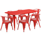 Thumbnail image #1 for Flash Furniture ET-CT005-6-70-RED-GG Rectangular Table and Chair Set, 63 x 31-1/2-Inch Table, 6 Chairs, Red