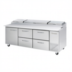 Thumbnail image #2 for Blue Air FSE LLC BAPP93-D4RM-HC Pizza Prep Table, 3-Section, 93-1/4"W, 1 Door, 4 Drawers, Side-Mounted Refrigeration