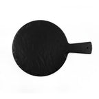 Thumbnail image #1 for G.E.T. Fo Bwa - EGS M12RW-B Round Melamine Serving Board, 12" Diameter, Handle, Black Faux Slate Finish Case of 6