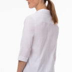 Thumbnail image #2 for Chef Works Oxford SES01W-WHT-S White Chef Shirt, Poly/Cotton/Elastane, Snap Front, 3/4 Sleeve, Small