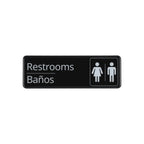 Thumbnail image #1 for CAC China SCS3-RR07 English/Spanish Restrooms Compliance Sign, 9" x 3", Self-Adhesive Plastic Case of 144