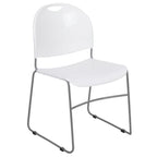 Thumbnail image #1 for Flash Furniture RUT-188-WH-GG Indoor/Outdoor White Polypropylene Stacking Chair with Black Metal Sled Base