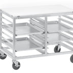 Thumbnail image #4 for Channel Manufacturing DS2414/P Double-Section Aluminum Bun Pan Rack Work Table, Poly Top, End-Load Slides, 5-Inch Casters