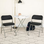 Thumbnail image #2 for Flash Furniture Hercules AW-MC320AF-BK-GG Metal Folding Chair with Black Pin Dot Fabric Back and Seat, Curved Triple-Braced Double-Hinged