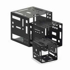 Thumbnail image #1 for Cal-Mil Squared 1607-7-13 Square Cube Buffet Riser, 7"W x 7"D x 7"H, Black Metal, Geometric Cutouts