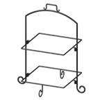 Thumbnail image #1 for International Tableware Buffet WR-132 2-Tier Square Black Wire Iron Plate Stand with Handle, 20-1/2" x 16-1/2" x 25"H