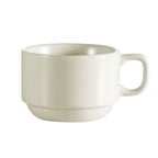 Thumbnail image #1 for CAC China Rec REC-23 7 oz Ceramic Coffee Cup, Stackable, American White Case of 3 Dozen