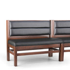 Thumbnail image #1 for JustChair Manufacturing JBSB-WT-UHC-36-GR3 36"H Wood-Frame Upholstered Booth Banquette with Horizontal Channel Back and Padded Seat