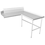 Thumbnail image #1 for IMC/Teddy SICD-120-16 Clean Dish Table, Island, Left-to-Right, 60" Machine-to-Corner, 120" Corner-to-End, 8" Splash, 16-Gauge Stainless Steel