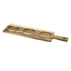 Thumbnail image #1 for Browne USA Foodservice 571643 Rectangular Acacia Wood Appetizer Serving Board with Handle, Reversible, 3 Wells, 19 x 5-7/10 in