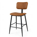 Thumbnail image #1 for Oak Street Apex BM-10113 Commercial Bar Stool, 30.5" Seat Height, Armless, Cognac Channeled Vinyl Seat and Back, Black Metal Frame