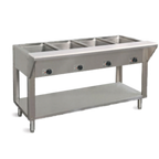 Thumbnail image #1 for Dinex DXPDB2HF Stationary Stainless Steel Hot Food Table, 2 Sealed Wells, Open Cabinet Base, 30"W x 31"D x 34"H