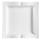 Thumbnail image #1 for CAC China Goldbook GBK-16 Square Porcelain Plate, 10-1/2", Bone White 1 Dozen