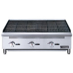 Thumbnail image #1 for Dukers Appliance Co., USA Ltd. DCRB36 . 36-Inch Gas Countertop Charbroiler, Manual Controls, Lava Rocks, 3 Burners