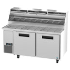 Thumbnail image #1 for Hoshizaki Steelheart PR67B-Z Refrigerated Pizza Prep Table, 2-Section, 2-Door, 67 in., Stainless Steel, Poly Cutting Board