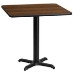 Thumbnail image #1 for Flash Furniture XU-WALTB-3030-T2222-GG Square Dining Table, 30" x 30", Walnut Laminate, Black PVC Edge, X-Base