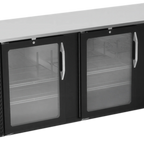 Thumbnail image #1 for Victory Refrigeration VBBN94HC-FG-B Three-Door Glass Back Bar Refrigerator, Black, 94"W, Stainless Steel Top