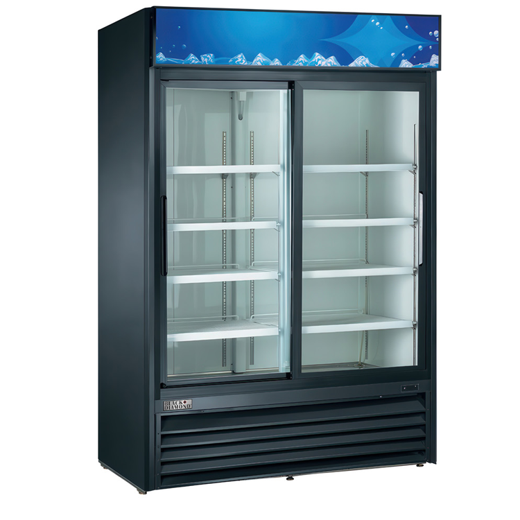 Product image #2 for Black Diamond 2-Section Glass Door Merchandiser Refrigerator, 47 Cu. Ft., Black