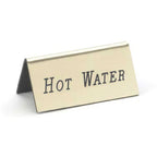 Thumbnail image #1 for Cal-Mil 228-3-011 Beverage Tent Sign, Hot Water, Gold Metal, 3"W x 1-1/2"H Case of 12
