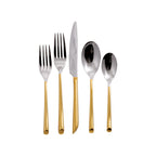 Thumbnail image #1 for Kadra Kitchenware Vikko Crown VC-151-SET 5-Piece 18/10 Stainless Steel Flatware Set with Gold Handle Case of 6
