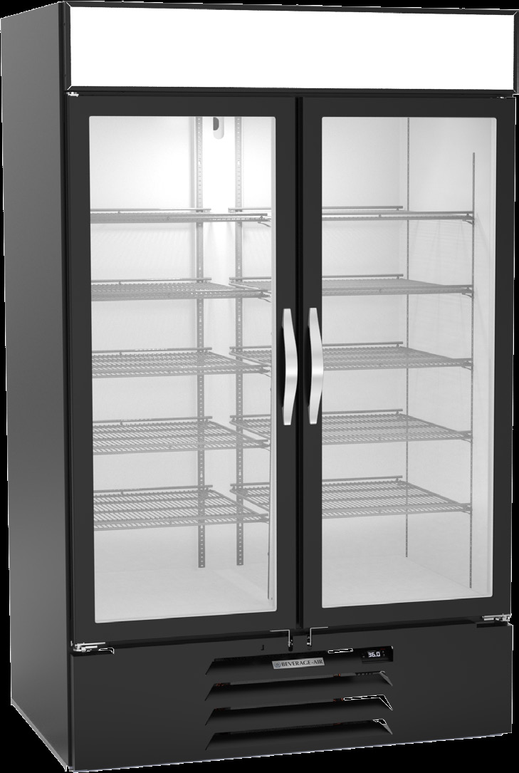 Product image #5 for Beverage-Air MarketMax IQ 47-Inch Two-Section Reach-In Glass Door Refrigerated Merchandiser with Electronic Smart Lock, Black