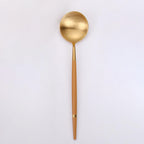 Thumbnail image #1 for Kadra Kitchenware Vikko Dine VF-TS50-OGC Demitasse Tea Spoon, Brushed Gold 18/10 Stainless Steel, Oak Case of 12
