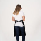 Thumbnail image #2 for Chef Works F8WS-BLK-0 Black 65/35 Poly-Cotton Bib Butcher Apron with Divided Patch Pocket, Straps Not Included
