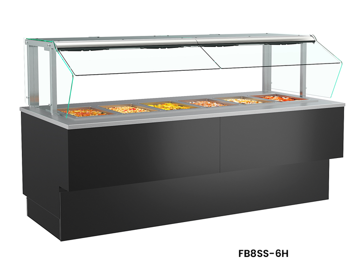 Product image #5 for Structural Concepts Grocerant Self-Service Heated Food Bar, 95 Inch Wide, Full-Size 6D Pan Wells, Slanted Glass Front