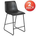 Thumbnail image #1 for Flash Furniture Reagan 2-ET-ER18345-24-GY-GG Gray Counter-Height Armless Bar Stool with Bonded Leather Seat and Metal Back