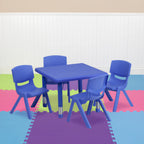 Thumbnail image #2 for Flash Furniture Emmy YU-YCX-0023-2-SQR-TBL-BLUE-E-GG Preschool Activity Table Set, 24" Square Adjustable-Height Table with 4 Blue Stacking Chairs