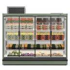 Thumbnail image #1 for Infrico USA IAG-ML25DGUM1 4-Section Full-Height Glass-Door Merchandiser, Stainless Steel Exterior, Top-Mounted Self-Contained Refrigeration