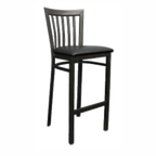 Thumbnail image #1 for ATSMFG ATS AT&S-87-BS MFG Armless Metal Bar Stool with Slat Back, Footrest and Textured Black Powder Coat Finish