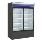 Thumbnail image #1 for Norpole, Inc. NPGR2-B Two-Section Glass-Door Reach-In Refrigerator, 45 cu. ft., 2 Sliding Doors, Black