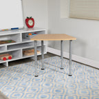 Thumbnail image #2 for Flash Furniture XU-SF-1001-NAT-A-GG Adjustable-Height Hex Student Desk with Natural Laminate Top, 27"W x 18-1/4"D