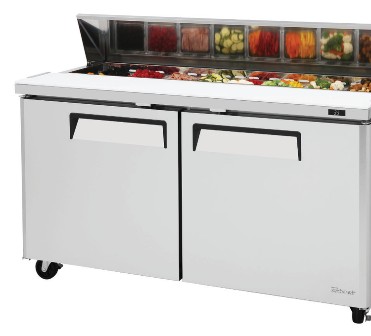 Product image #5 for Turbo Air M3 Series Two-Section Sandwich/Salad Prep Table Refrigerator, 60-1/4 Inch Wide, 16-Pan Top