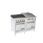 Thumbnail image #2 for Venancio USA Elite Series R482ST-24B24G 48" Gas Range with 4 Open Burners, 24" Griddle & 2 Standard Ovens